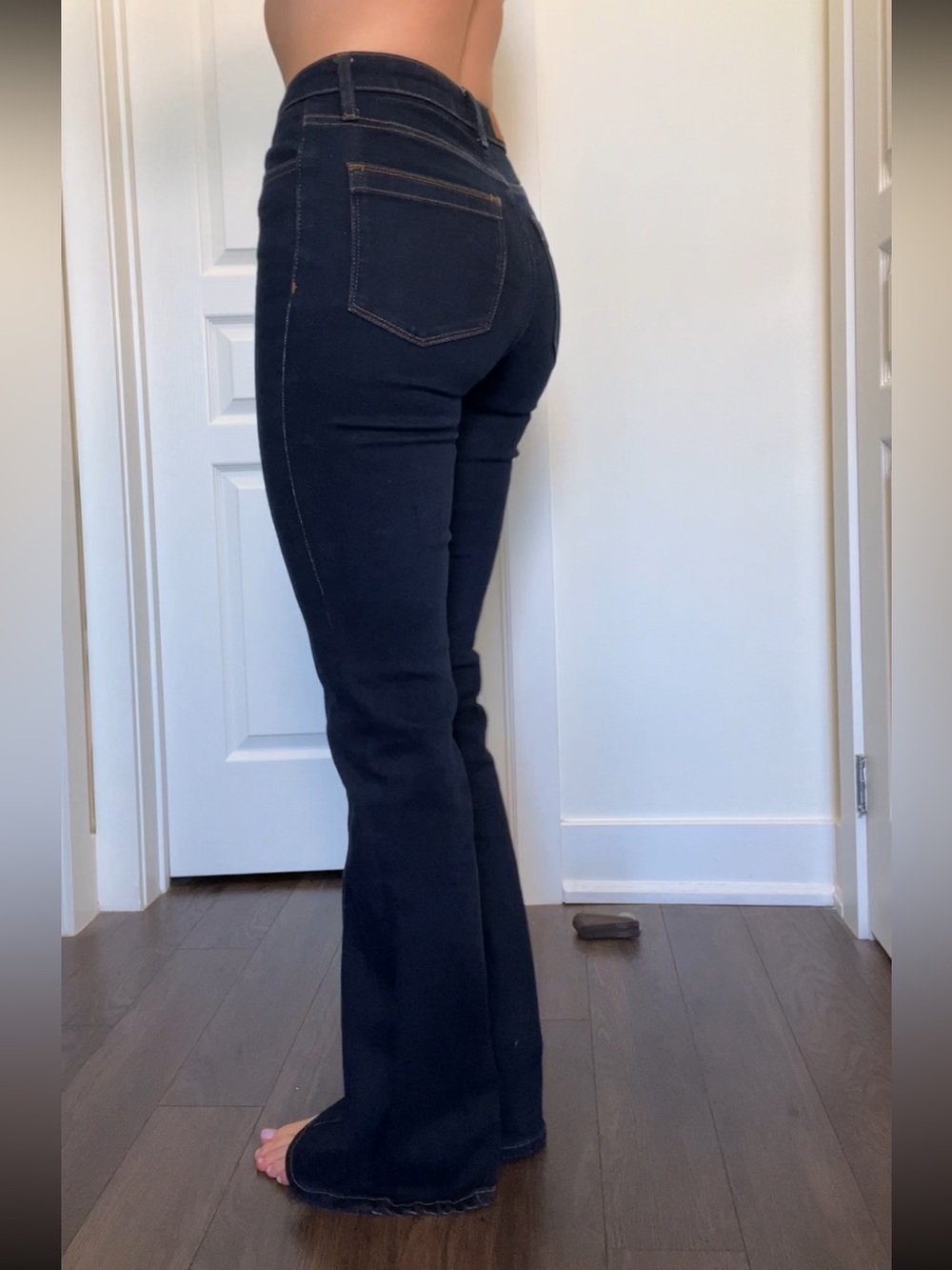 Reiss Dark Navy High-Rise Flare Jeans bell bottom - Picture 9 of 11